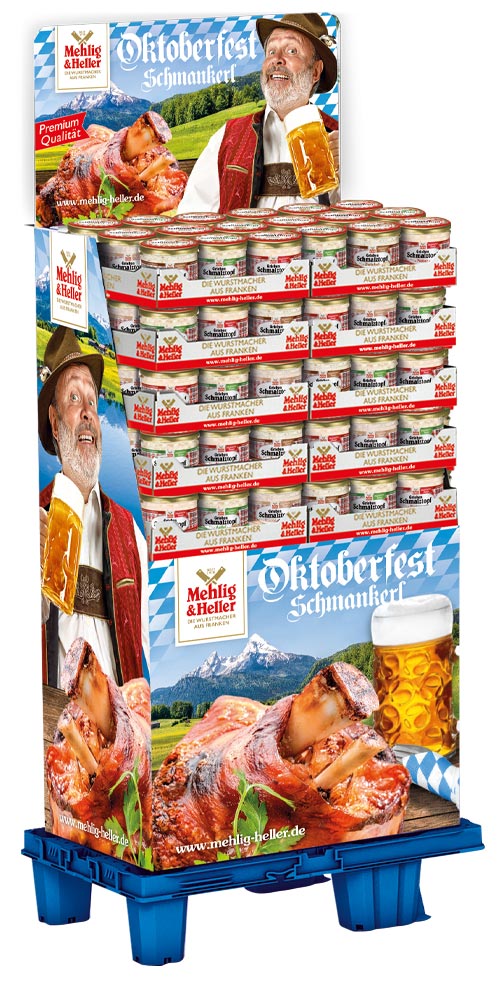 "Mehlig & Heller" Produkt Aufsteller - "Oktoberfest Schmankerl" im Bayerischen Design